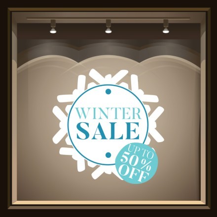 Winter Sale Snowflake white-blue Αυτοκόλλητο Βιτρίνας